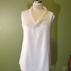 Paul Stuart long vest. Cream with tan accents. Size S